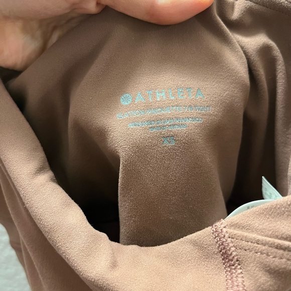 Athleta Elation Pirouette 7/8 Leggings XS Brown Criss Cross Hem High Rise Yoga - Picture 12 of 16